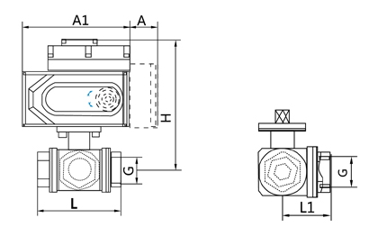 電動三通內螺紋球閥結構圖