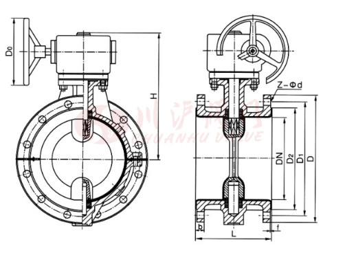 襯氟法蘭蝶閥結構圖