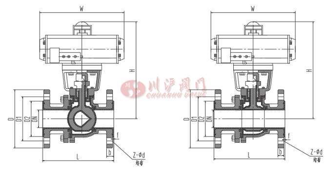 氣動襯氟調節球閥結構圖