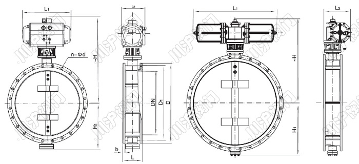 碳鋼氣動通風蝶閥-圖紙