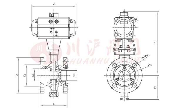 氣動V型球閥結構圖