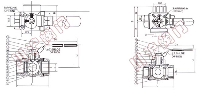內螺紋三通球閥結構圖